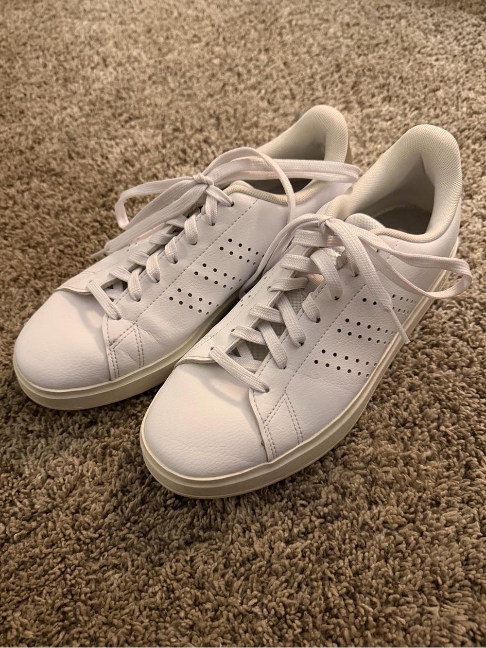 Women’s White Leather Adidas Low-Top Sneakers